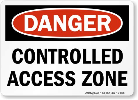 Controlled Access Zone Sign Printable